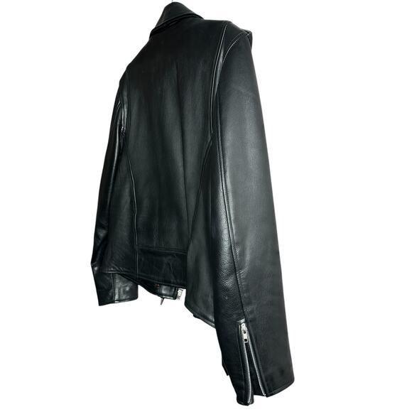 NWOT Tassa Paris Black Calfskin Leather Biker Rocker Jacket Full Zip Size 2XL - Picture 7 of 11